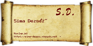 Sima Dezső névjegykártya